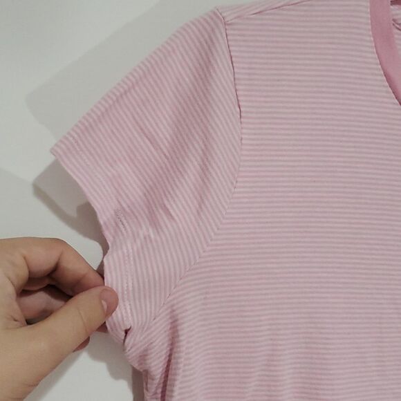 CALVIN Klein pink and white pinstriped medium short sleeve shirt - Picture 3 of 6